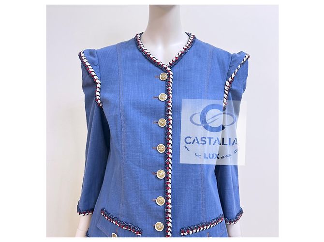 Chanel Jaqueta de denim opulenta barroca Paris / Versailles 42 FR Azul - vista 4