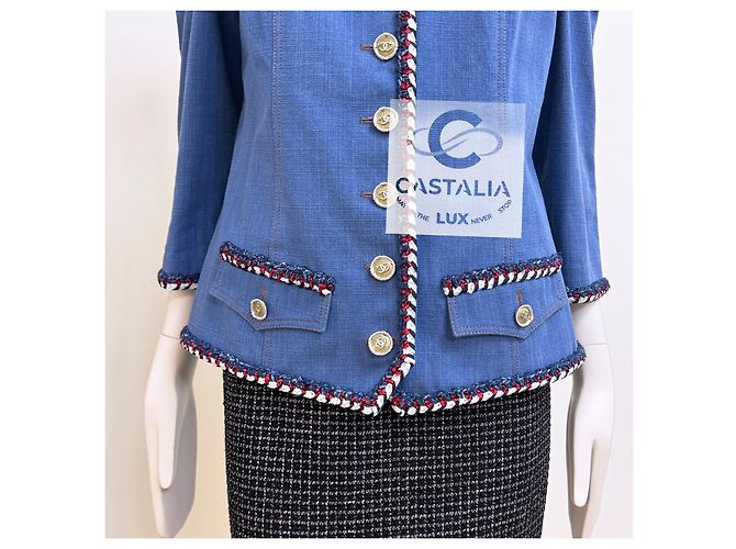 Chanel Jaqueta de denim opulenta barroca Paris / Versailles 42 FR Azul - vista 9