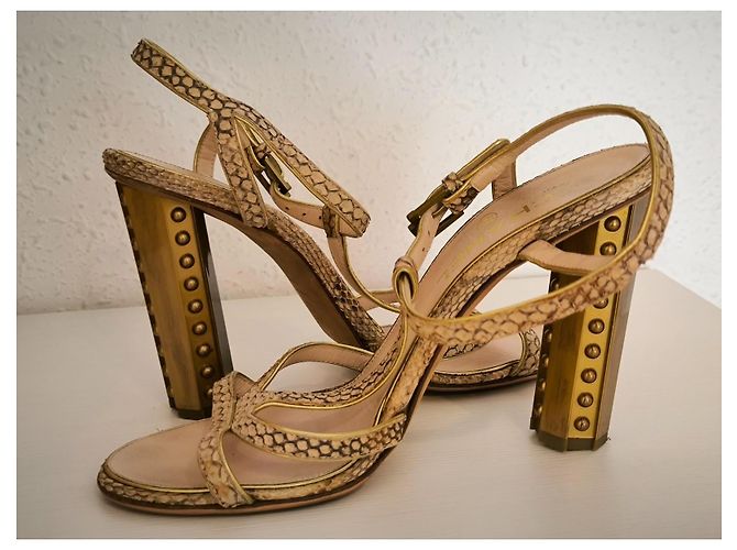 Sandali con tacco Chanel D'oro - vista 5