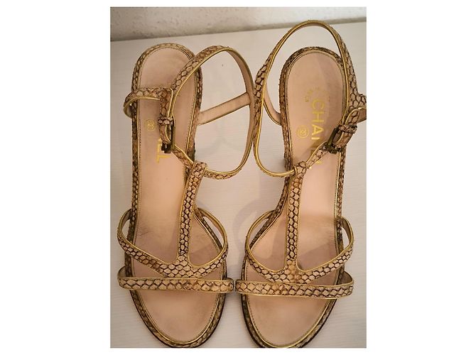 Sandali con tacco Chanel D'oro - vista 8
