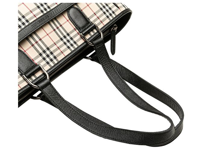 Borsa Tote Burberry Beige House Check Canvas - vista 10