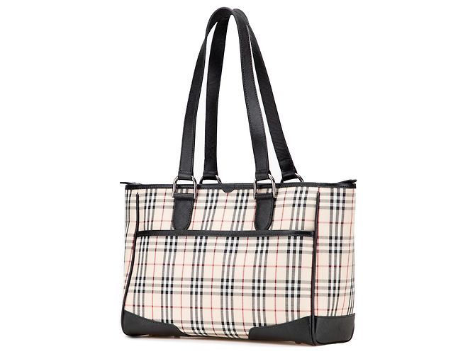 Borsa Tote Burberry Beige House Check Canvas - vista 2