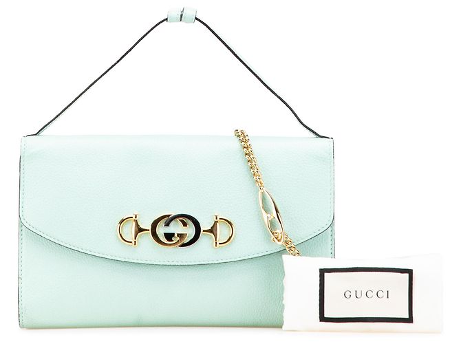 Borsa Zumi in pelle verde piccola di Gucci - vista 13