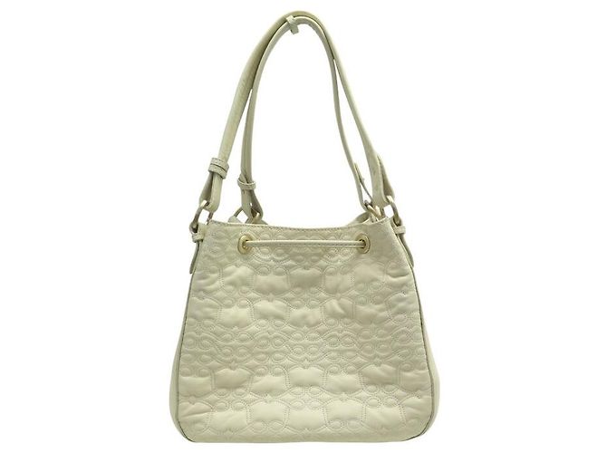 LANCEL SPIELERISCHER EIMER HANDTASCHE AUS CREMEFARBENEM LEDER Roh - Ansicht 2