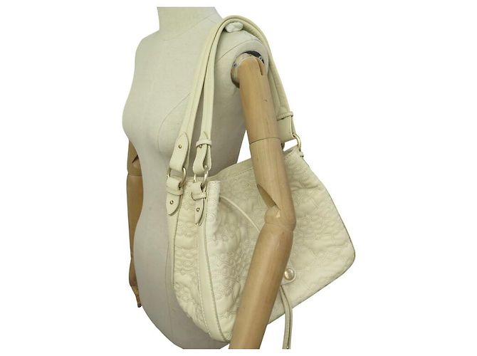 LANCEL SPIELERISCHER EIMER HANDTASCHE AUS CREMEFARBENEM LEDER Roh - Ansicht 7