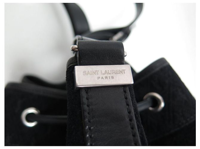 BORSA A SECCHIO SAINT LAURENT MONOGRAMMA IN SUEDE E PELLE NERA YSL Nero - vista 8