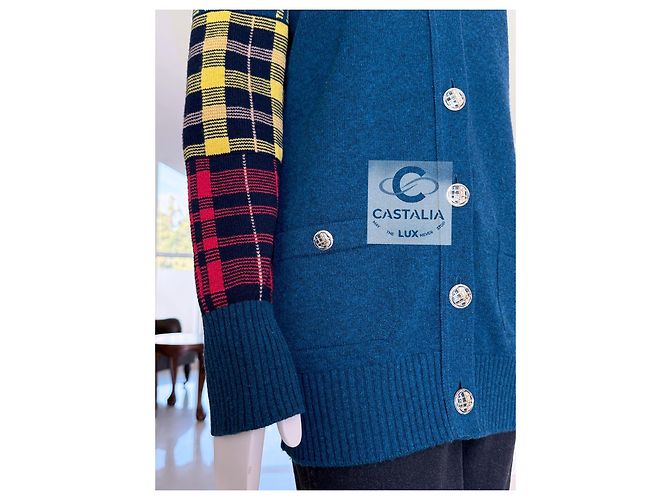Chanel Cardigan de tartán escocés París / Edimburgo 38 FR Azul - vista 12