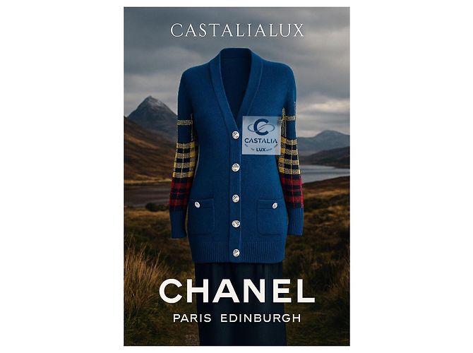Chanel Cardigan de tartán escocés París / Edimburgo 38 FR Azul - vista 3