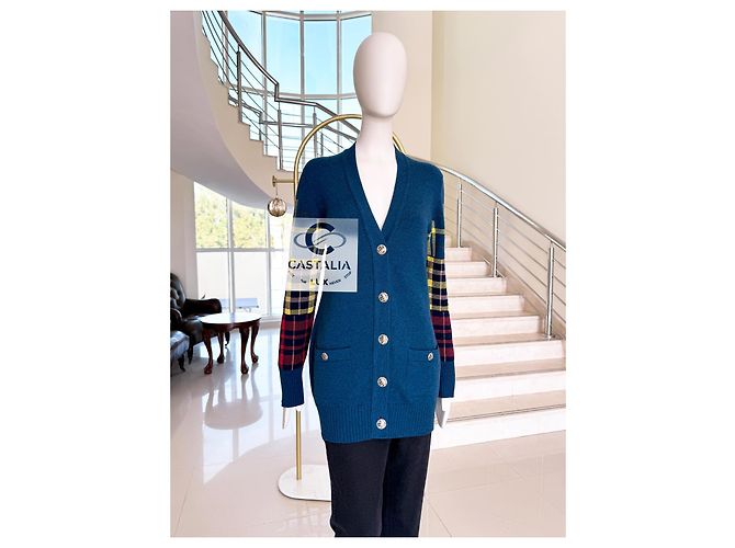 Chanel Cardigan de tartán escocés París / Edimburgo 38 FR Azul - vista 5