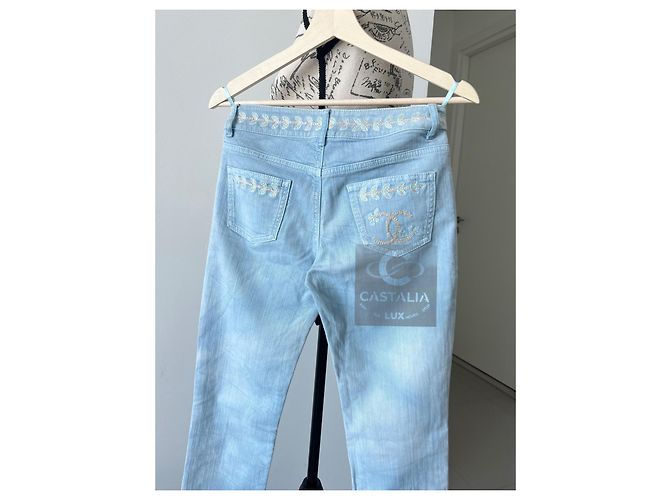 Chanel Jeans bordados CC Laurel París / Saint-Tropez Azul - vista 13