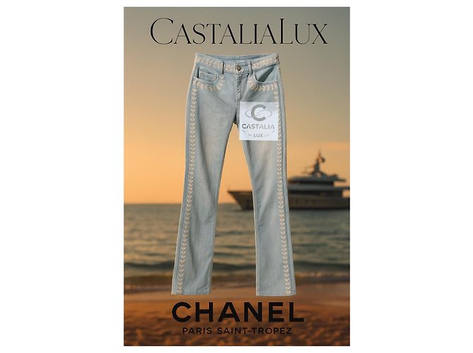 Chanel Jeans bordados CC Laurel París / Saint-Tropez Azul - vista 3