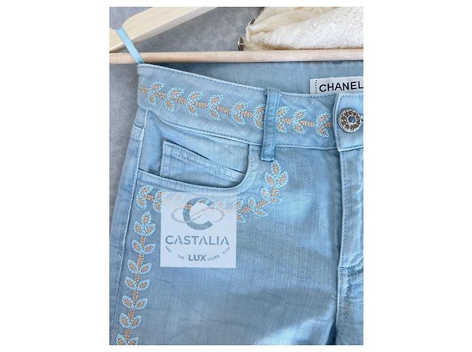 Chanel Jeans bordados CC Laurel París / Saint-Tropez Azul - vista 5
