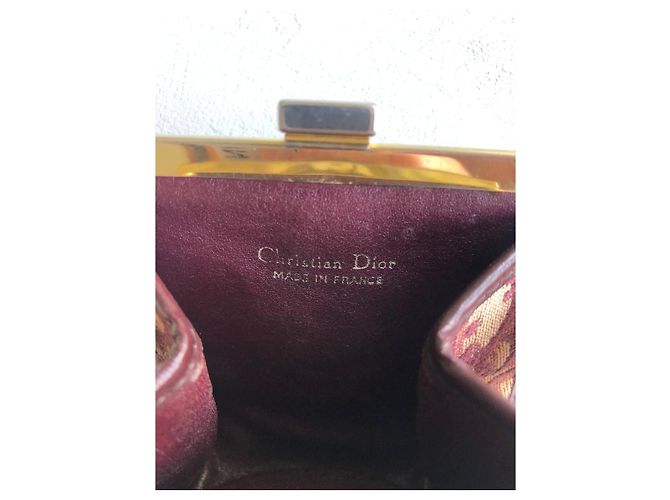 Portafoglio Christian Dior Monogram Canvas e Pelle Beige Rosso Scuro Bordò - vista 7