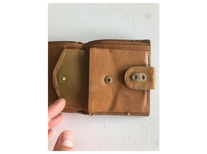 Triomphe Portafoglio Céline Macadam Marrone e Beige Pelle Caramello - vista 12