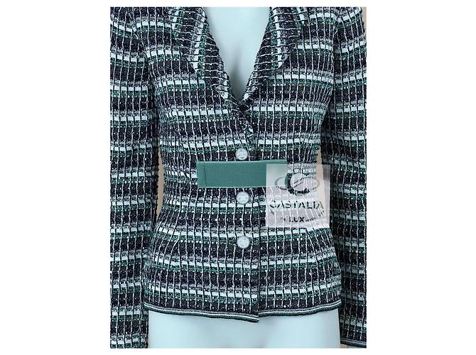 Chanel Chaqueta Techno-Chic con apliques de joyas CC 36 FR Verde - vista 10