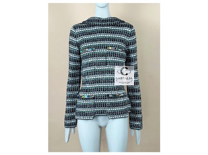 Chanel Chaqueta Techno-Chic con apliques de joyas CC 36 FR Verde - vista 14