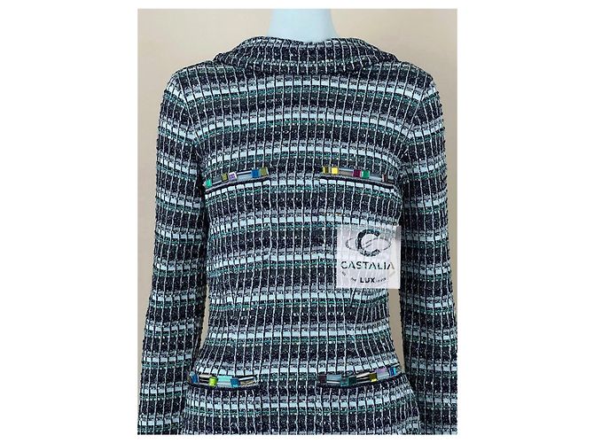 Chanel Chaqueta Techno-Chic con apliques de joyas CC 36 FR Verde - vista 15