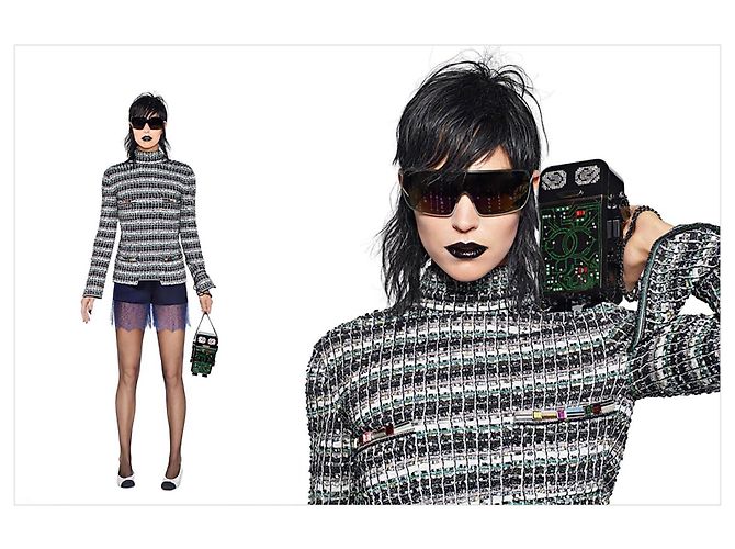 Chanel Chaqueta Techno-Chic con apliques de joyas CC 36 FR Verde - vista 5