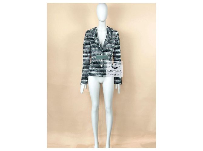 Chanel Chaqueta Techno-Chic con apliques de joyas CC 36 FR Verde - vista 6