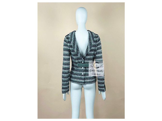 Chanel Chaqueta Techno-Chic con apliques de joyas CC 36 FR Verde - vista 7