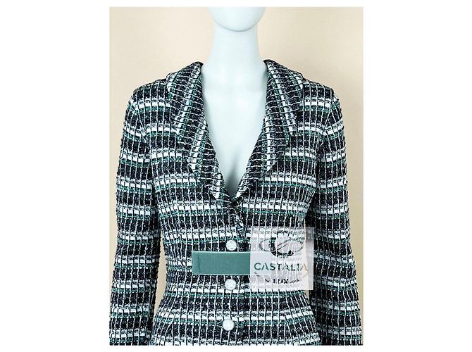 Chanel Chaqueta Techno-Chic con apliques de joyas CC 36 FR Verde - vista 8