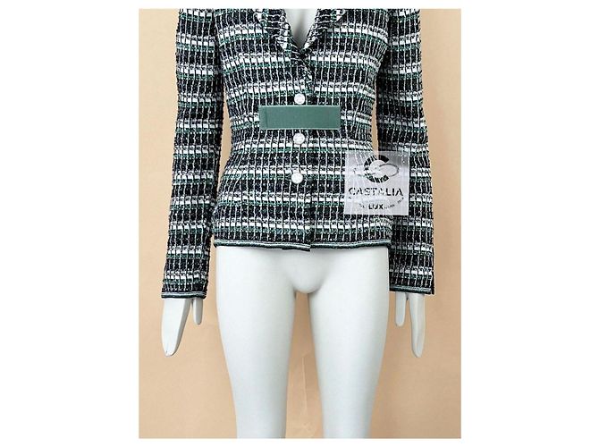 Chanel Chaqueta Techno-Chic con apliques de joyas CC 36 FR Verde - vista 9