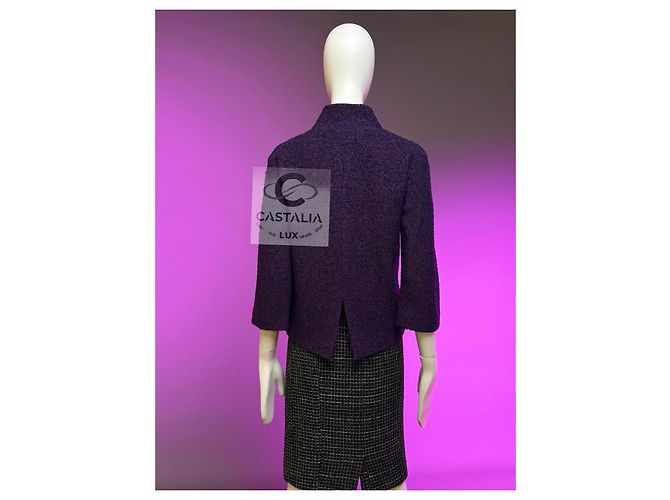 Chanel Paris / Monaco Tiefe Amethyst Tweed Jacke 34 FR Mehrfarben - Ansicht 10