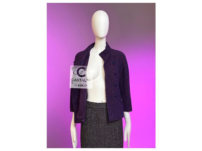 Chanel Paris / Monaco Tiefe Amethyst Tweed Jacke 34 FR Mehrfarben - Ansicht 8
