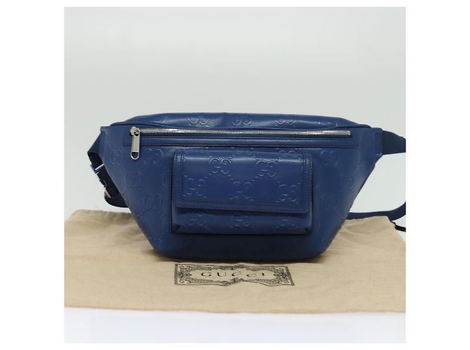 GUCCI GG Borsa a Spalla Embossata Argento Blu 645093 Auth am8486 - vista 12