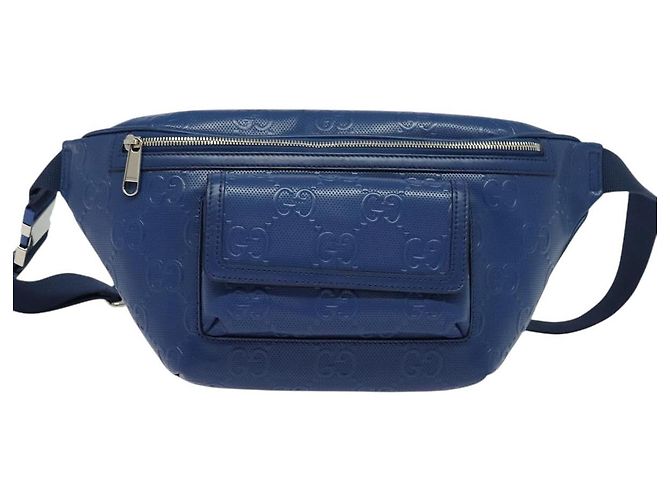 GUCCI GG Borsa a Spalla Embossata Argento Blu 645093 Auth am8486 - vista 13