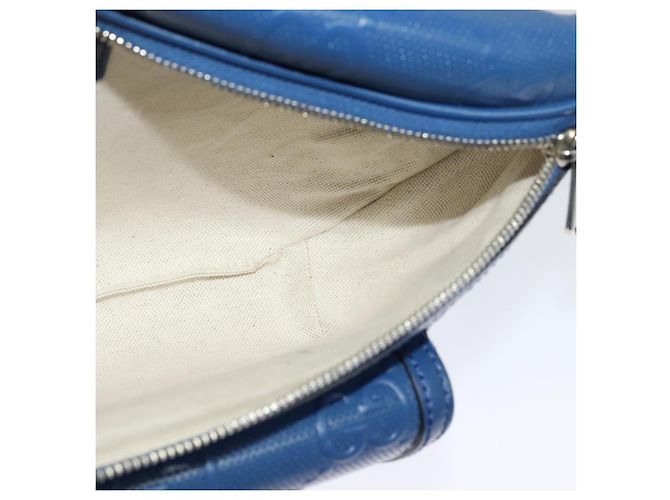 GUCCI GG Borsa a Spalla Embossata Argento Blu 645093 Auth am8486 - vista 18