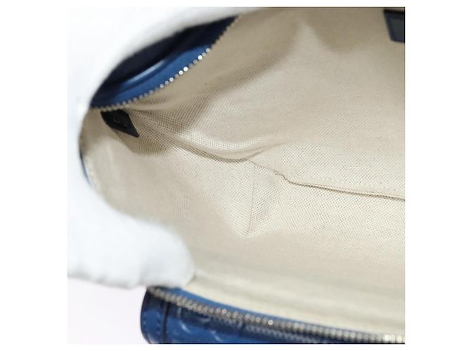 GUCCI GG Borsa a Spalla Embossata Argento Blu 645093 Auth am8486 - vista 19