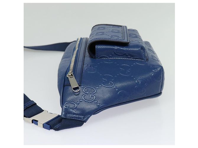GUCCI GG Borsa a Spalla Embossata Argento Blu 645093 Auth am8486 - vista 3