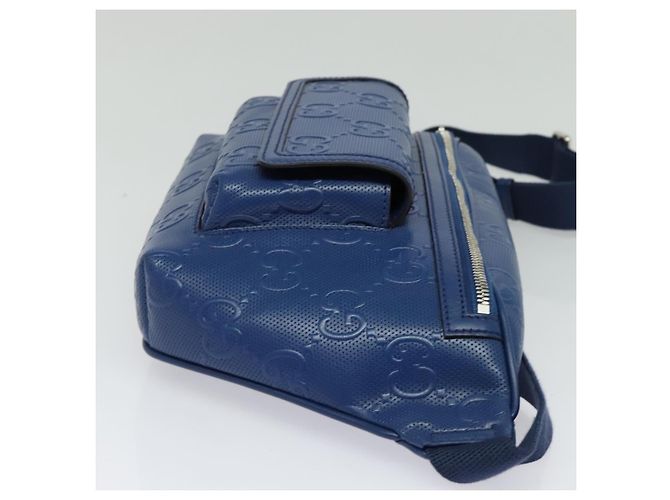 GUCCI GG Borsa a Spalla Embossata Argento Blu 645093 Auth am8486 - vista 4