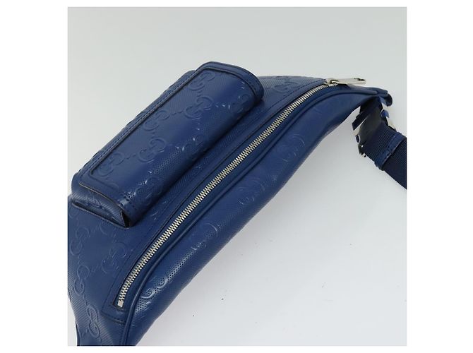 GUCCI GG Borsa a Spalla Embossata Argento Blu 645093 Auth am8486 - vista 6
