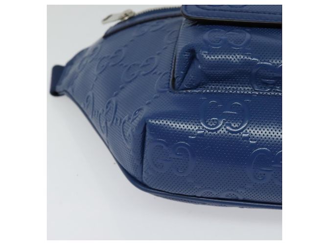 GUCCI GG Borsa a Spalla Embossata Argento Blu 645093 Auth am8486 - vista 9