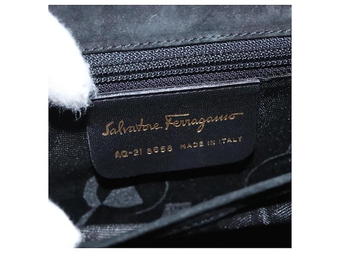 Borsa a mano Gancini in suede Salvatore Ferragamo 2way Nero Oro Auth BA2414 D'oro - vista 12