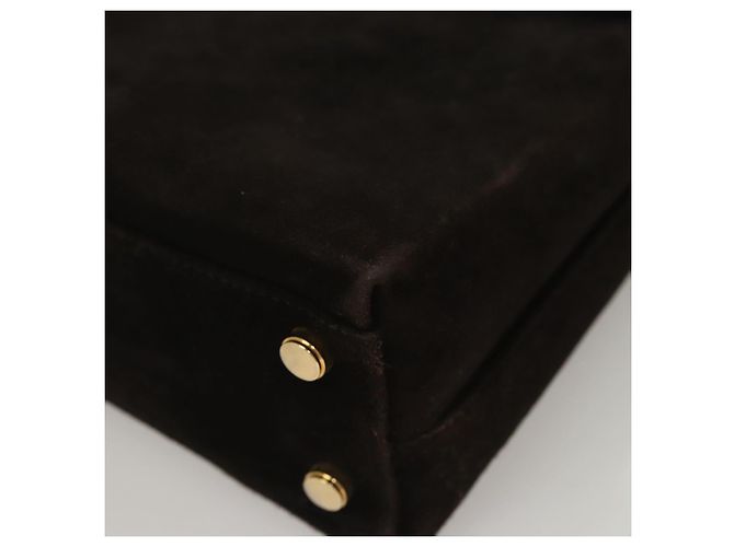 Borsa a mano Gancini in suede Salvatore Ferragamo 2way Nero Oro Auth BA2414 D'oro - vista 14