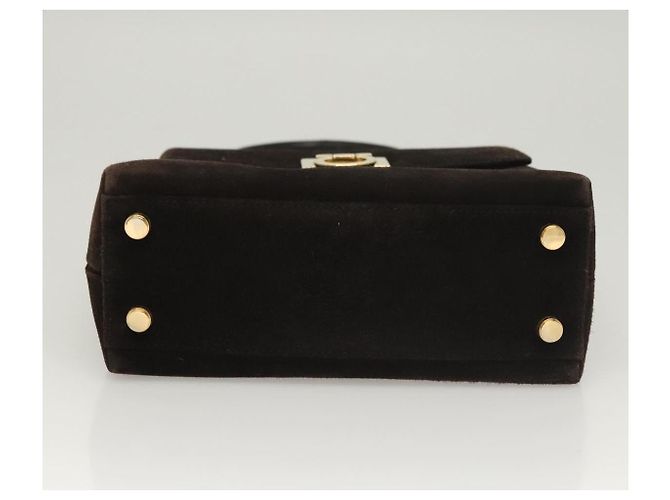 Borsa a mano Gancini in suede Salvatore Ferragamo 2way Nero Oro Auth BA2414 D'oro - vista 5