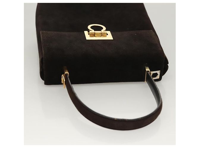 Borsa a mano Gancini in suede Salvatore Ferragamo 2way Nero Oro Auth BA2414 D'oro - vista 6