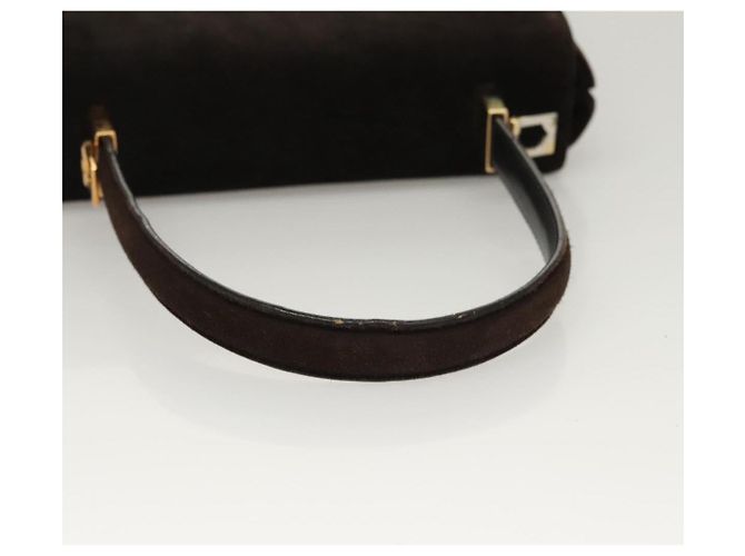 Borsa a mano Gancini in suede Salvatore Ferragamo 2way Nero Oro Auth BA2414 D'oro - vista 7