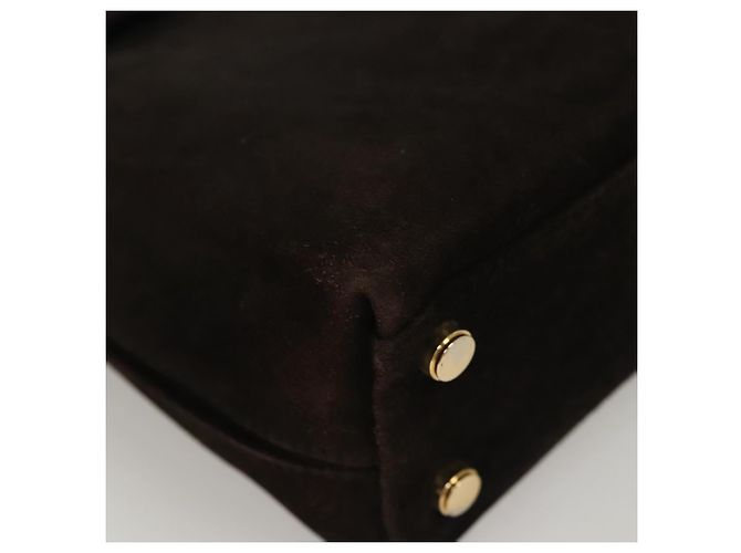 Borsa a mano Gancini in suede Salvatore Ferragamo 2way Nero Oro Auth BA2414 D'oro - vista 9