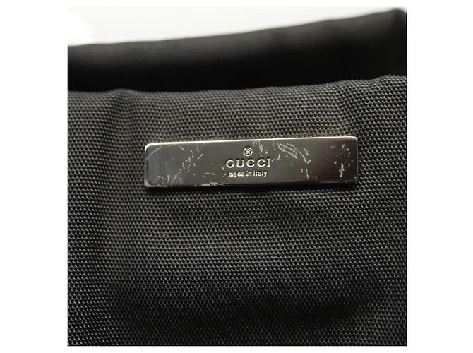 Borsa a mano in nylon nero e argento Gucci Bamboo 032 1016 Auth ep9066 - vista 10