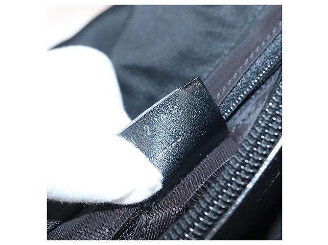 Borsa a mano in nylon nero e argento Gucci Bamboo 032 1016 Auth ep9066 - vista 12