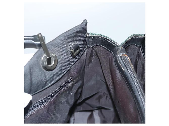 Borsa a mano in nylon nero e argento Gucci Bamboo 032 1016 Auth ep9066 - vista 18