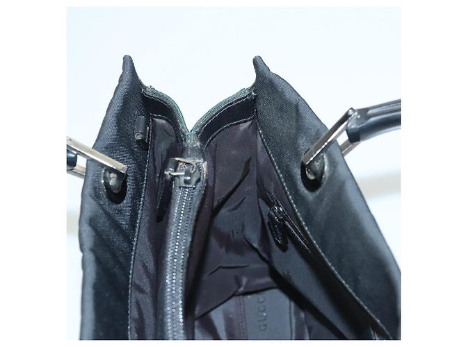 Borsa a mano in nylon nero e argento Gucci Bamboo 032 1016 Auth ep9066 - vista 19