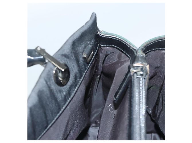 Borsa a mano in nylon nero e argento Gucci Bamboo 032 1016 Auth ep9066 - vista 21