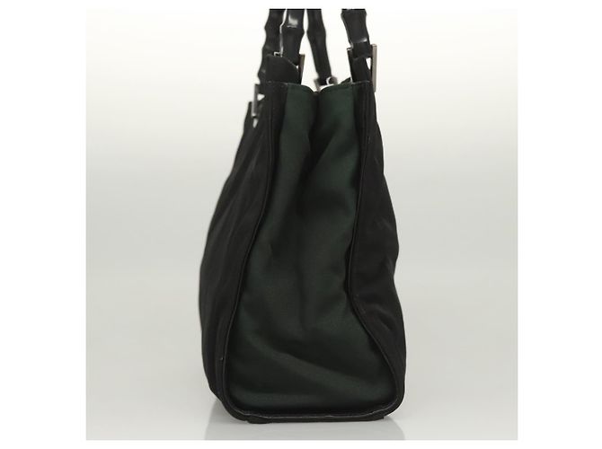 Borsa a mano in nylon nero e argento Gucci Bamboo 032 1016 Auth ep9066 - vista 3
