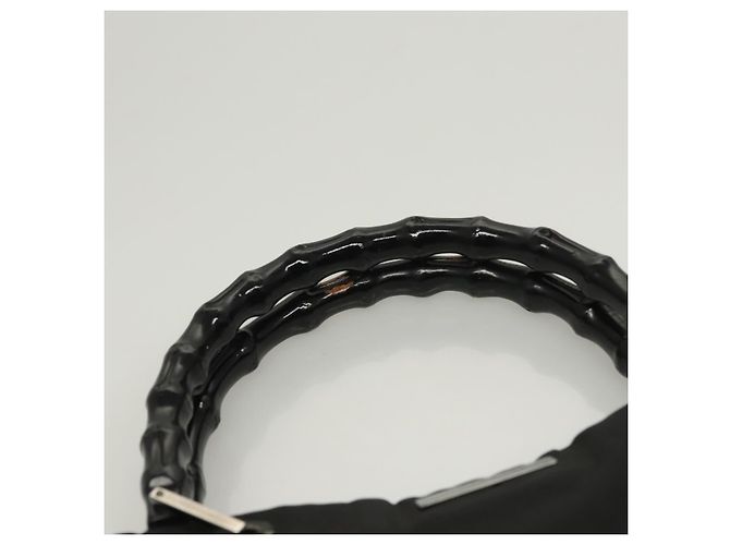 Borsa a mano in nylon nero e argento Gucci Bamboo 032 1016 Auth ep9066 - vista 8