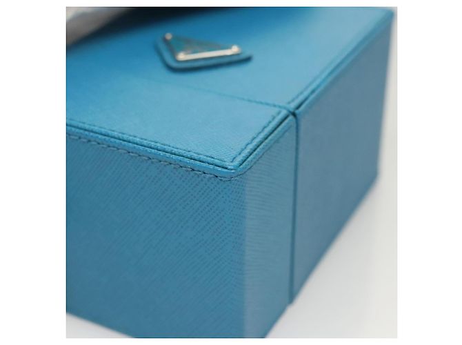PRADA Cosmetic Pouch Leather Blue Auth 118869M - view 14